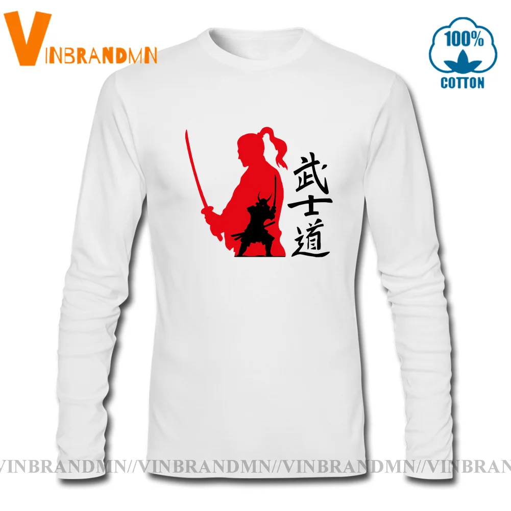 Фото Футболка мужская с длинным рукавом, самурайский верриор, японский Kanji Samurai Spirit Bushido, ниндзютсу каратэ путь воина №3