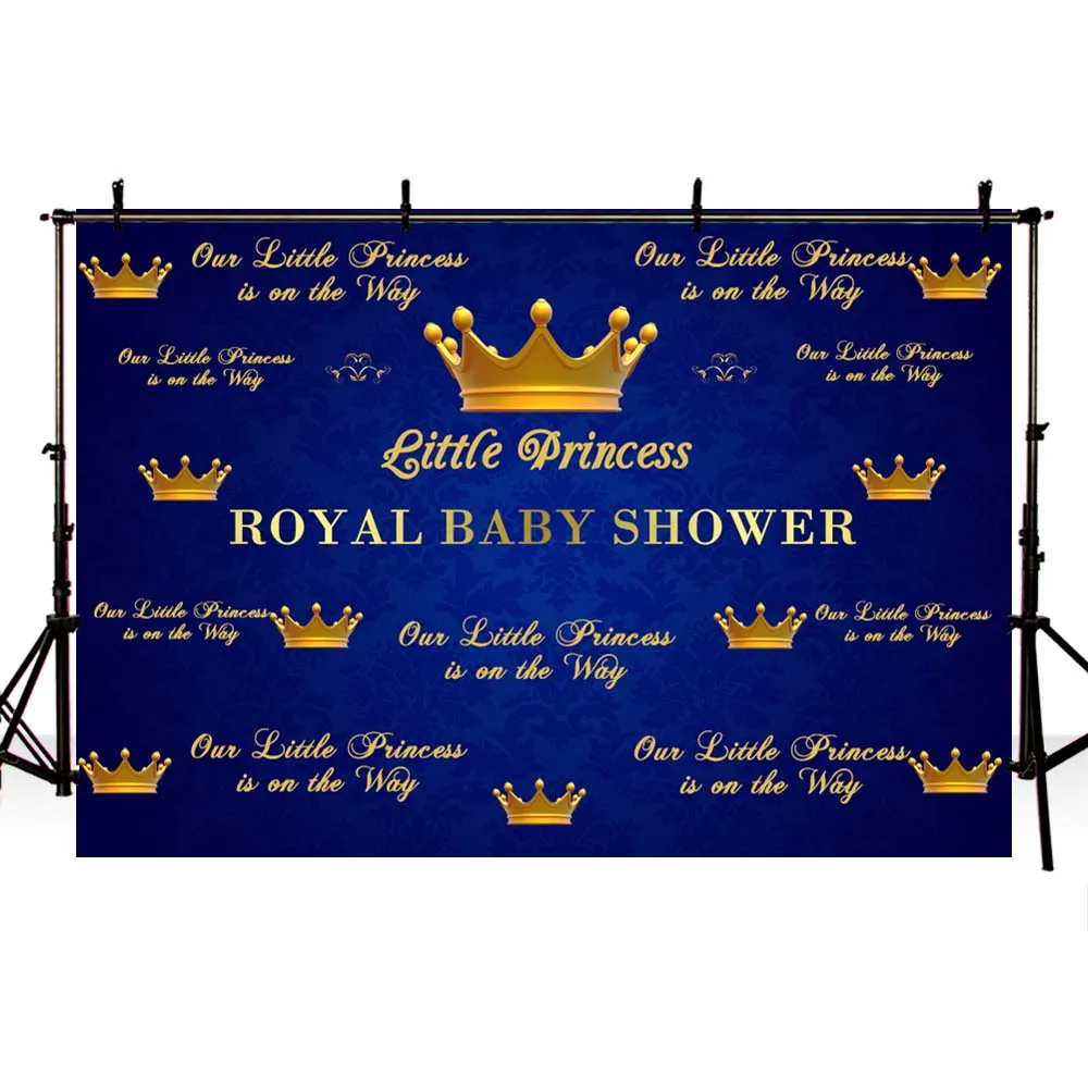 Фото Avezano Royal Baby Shower Декор фотография Фон Золотая Корона Повтор Маленький принц день рождения синий фото фон Фотофон №2