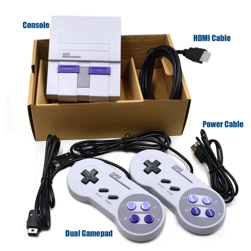 Фото Супер HD выход для SNES Ретро Классический Ручной игровой плеер ТВ мини игровая консоль встроенные 21/30 игр с двумя геймпадами №3