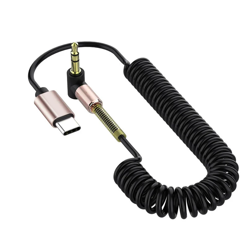 Локоть Весна расширения Usb Тип C до 3,5 мм Aux звуковая кабельная гарнитура Динамик адаптер для наушников Lightning/Автомобильный Aux адаптер USB-C кабель