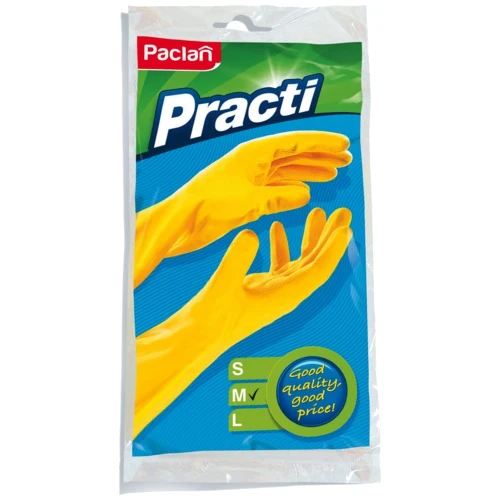 Фото Перчатки резиновые Paclan Professional Practi Universal, хлопковое напыление, желтые №2