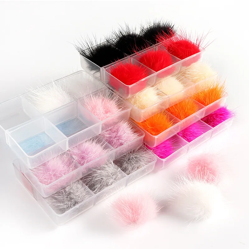Фото 6 шт./Doos Pompoms Pluche Hart 3D Декор для дизайна ногтей Zachte Hairball Afneembare Magneet Mode-sieraden Manicure Ontwerp Accessoires №3