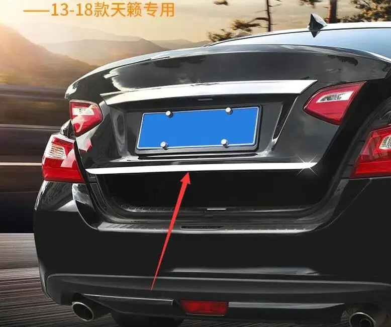 Фото Накладка на багажник автомобиля, накладка на задние ворота, подходит для Nissan Altima Teana 2013, 2014, 2015, 2016, 2017, хромированный декоративный бампер №2