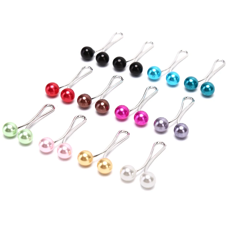 Фото 2021 12pcs/lot Drop Pearls Muslim Women Shawl Scarf Lady Scarves Hijab Clips Pearl Brooch Pins Pin dropshipping №5