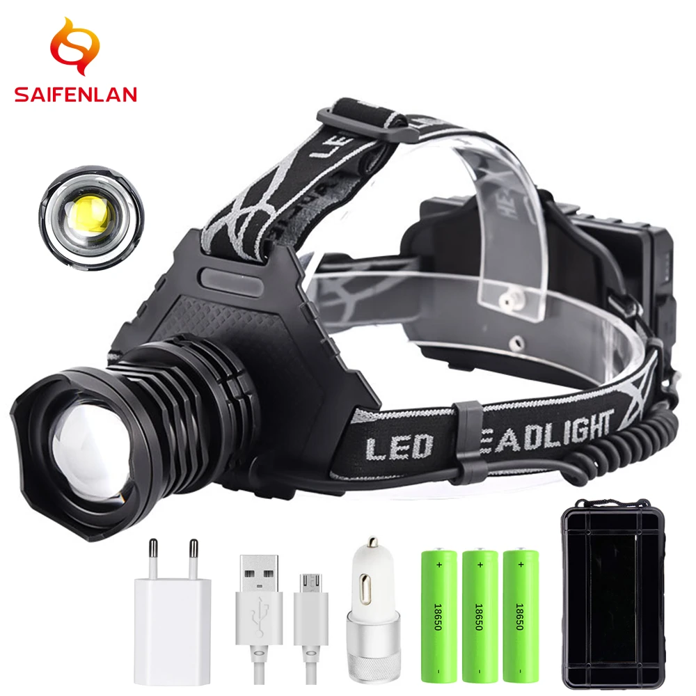 Головной свет, мощный, светодиодный, xhp90,2, xhp50, xhp90, 18650 USB-разъемом, перезаряжаемый, налобный фонарь xhp50.2 Zoom