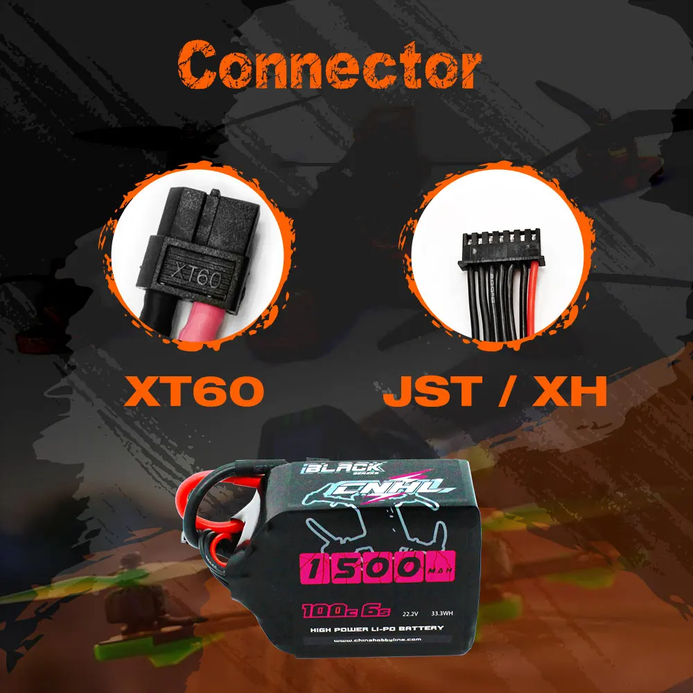 Фото 2 шт. CNHL Lipo 6S 22,2 в 1500 мАч батарея 100C черная серия с разъемом XT60 для самолета FPV квадрокоптера вертолета №4