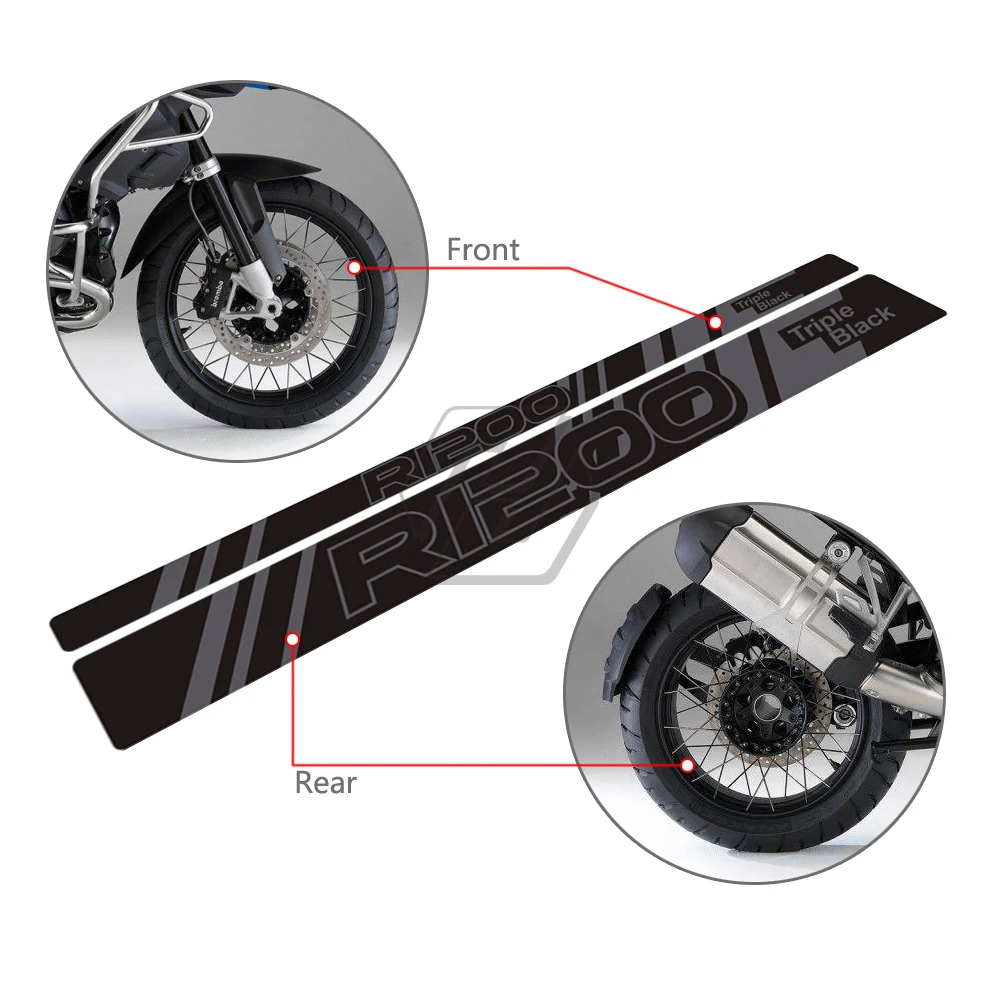 Фото Отражающая наклейка на переднее/заднее колесо мотоцикла для BMW R1200GS Adventure 2006-2021, тройная черная версия №4
