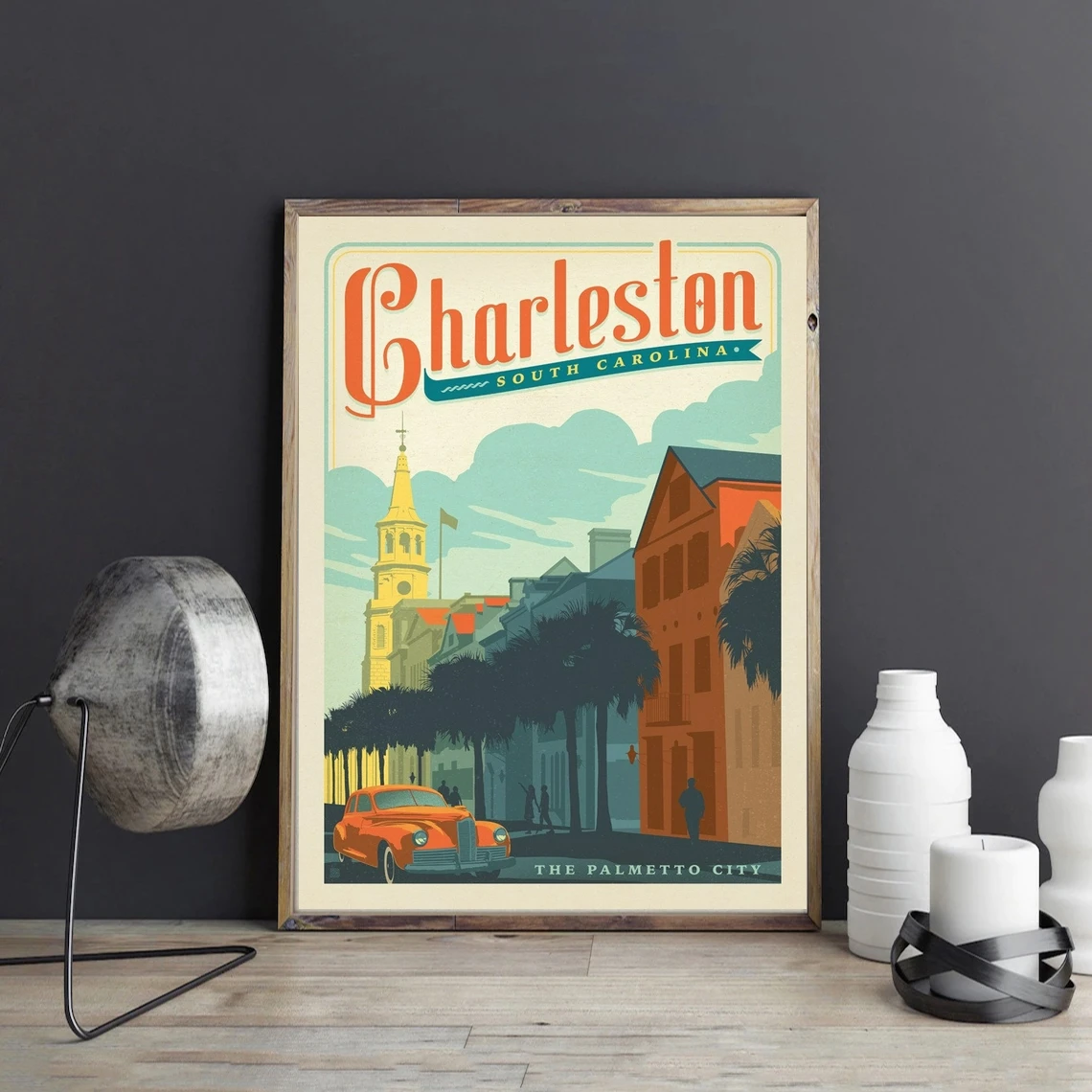 Плакат Charleston из Южной Каролины, широкая улица в паленмето, принт для путешествий, минималистичное настенное искусство, подарки для любителе...