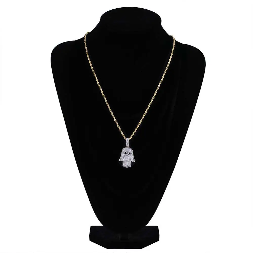 Хип-хоп микро-асфальтированный AAA кубический цирконий Bling Iced Out Fatima ручной амулет подвески ожерелье для мужчин рэпер ювелирные изделия золотого цвета (art.: 3920cbe4f2980) - 3920cbe4f2980