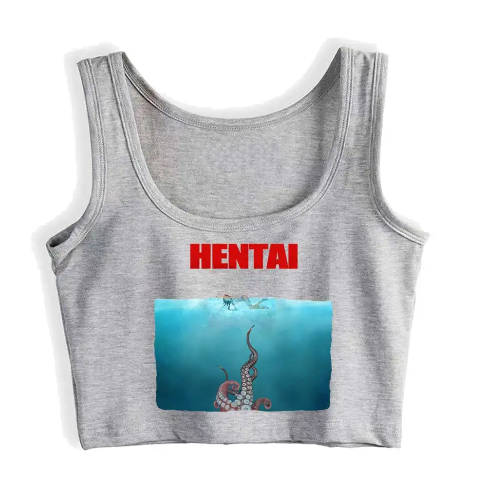 Фото УКОРОЧЕННЫЙ ТОП Hentai, комикс, винтажный принт, сексуальная уличная одежда, Y2k, топы для женщин, женские топы, модные женские топы 2021, летняя женская майка для спортзала №3