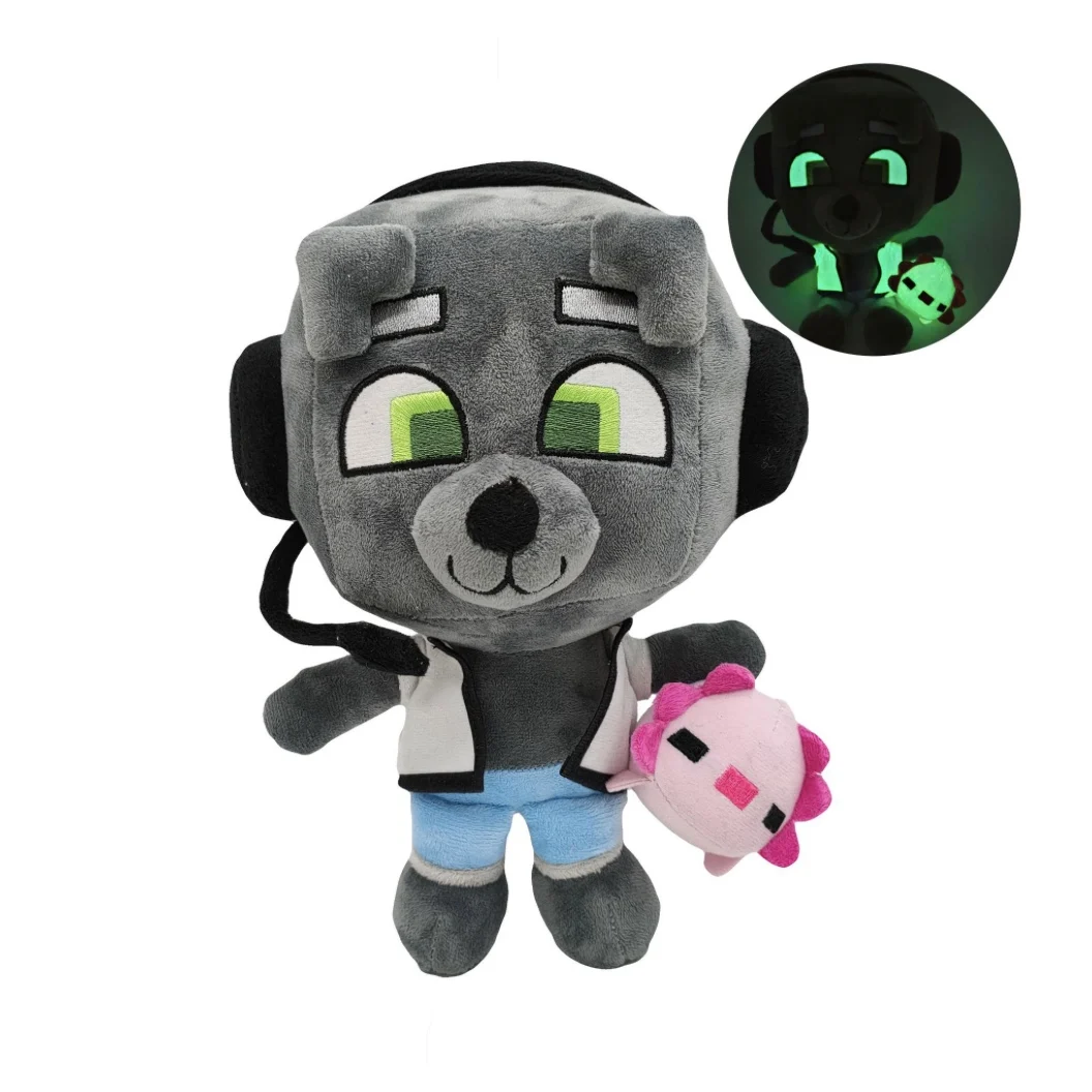 Kawaii Bobicraft плюшевая игрушка Bobicraft gitd волк плюшевая кукла Строительная мягкая Набивная игрушка подарок для детей на день рождения