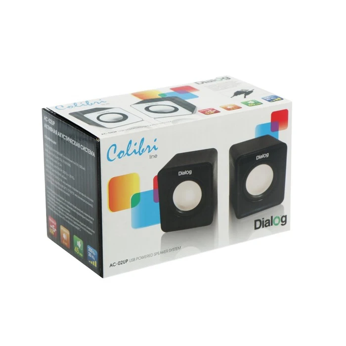 Фото Компьютерные колонки 2.0 Dialog Colibri AC-02UР, 2х3Вт, USB, черные 1296428 №3