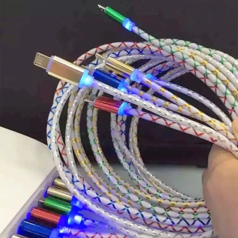 Фото 10 шт./лот ЦВЕТНОЙ кабель с поддержкой Micro USB кабель LED Свет Micro USB зарядный кабель для синхронизации данных и зарядки для телефонов на базе Android с Bluetooth универсальный телефонный кабель №2
