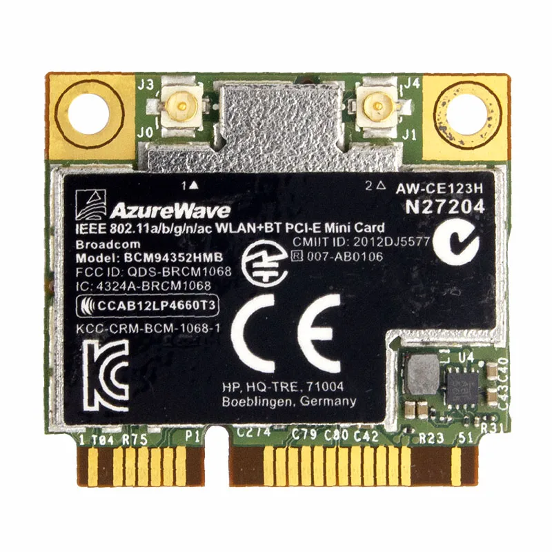 Фото Broadcom BCM94352 BCM94352HMB Полумини PCIe PCI-express Беспроводная карта WIFI WLAN BT Bluetooth 802.11AC 867 МГц для 724935 -001 №2