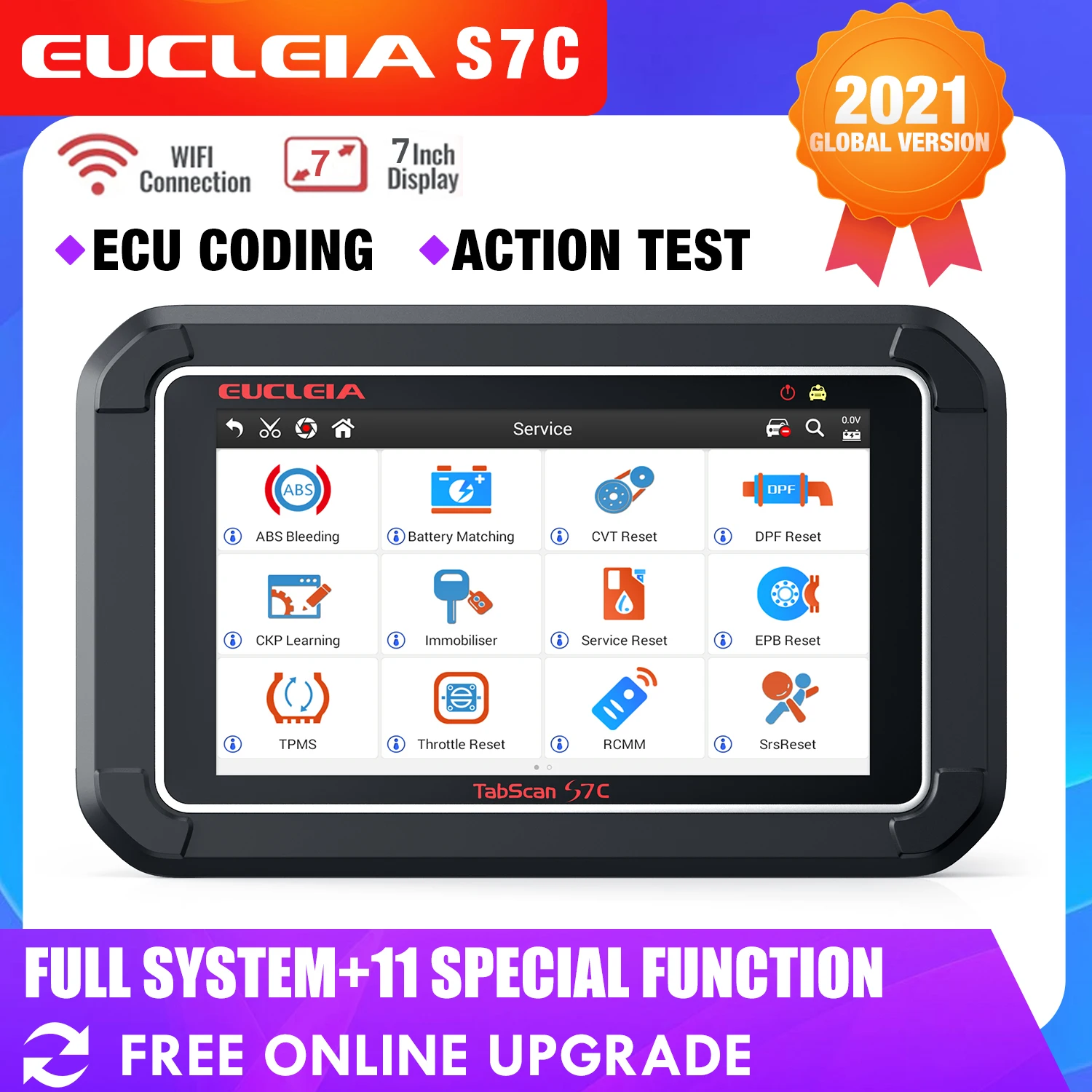 EUCLEIA S7C OBD2 автомобильный сканер, профессиональный все системы EPB, сброс масла, кодирование ЭБУ, двунаправленный OBD 2, Автомобильные диагностич...
