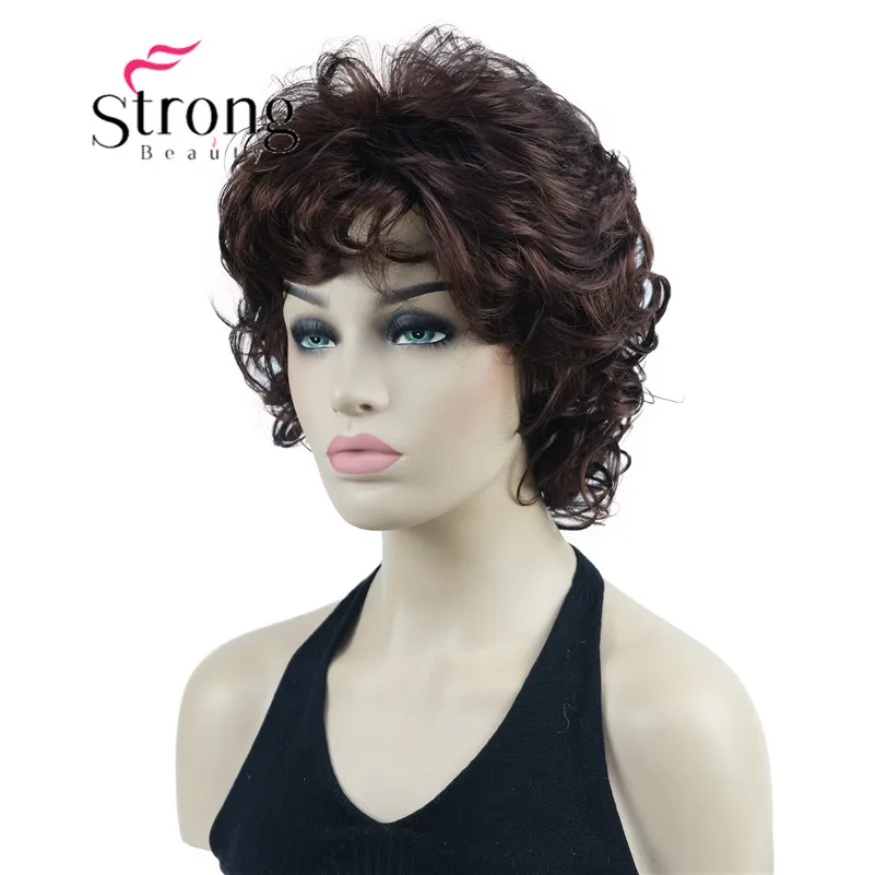 Фото StrongBeauty Короткий вьющийся синтетический парик для женщин Мягкие взлохмаченные кудри Темно-рыжие Полные короткие парики для женщин ВЫБОР ЦВЕТА №3