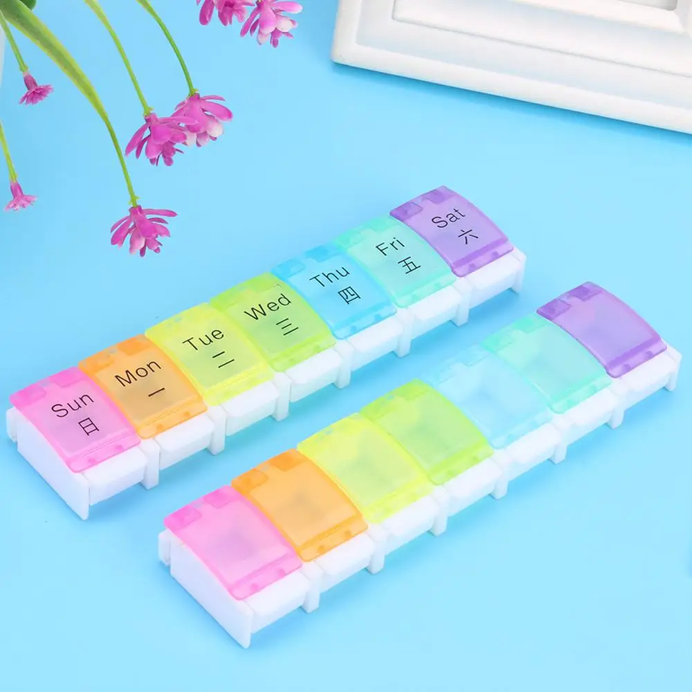 Durable 7 Day Weekly Pill Medicine Storage Box Portable Practical Multi-functional Tablet Rainbow Organizer Case Splitter NEW
