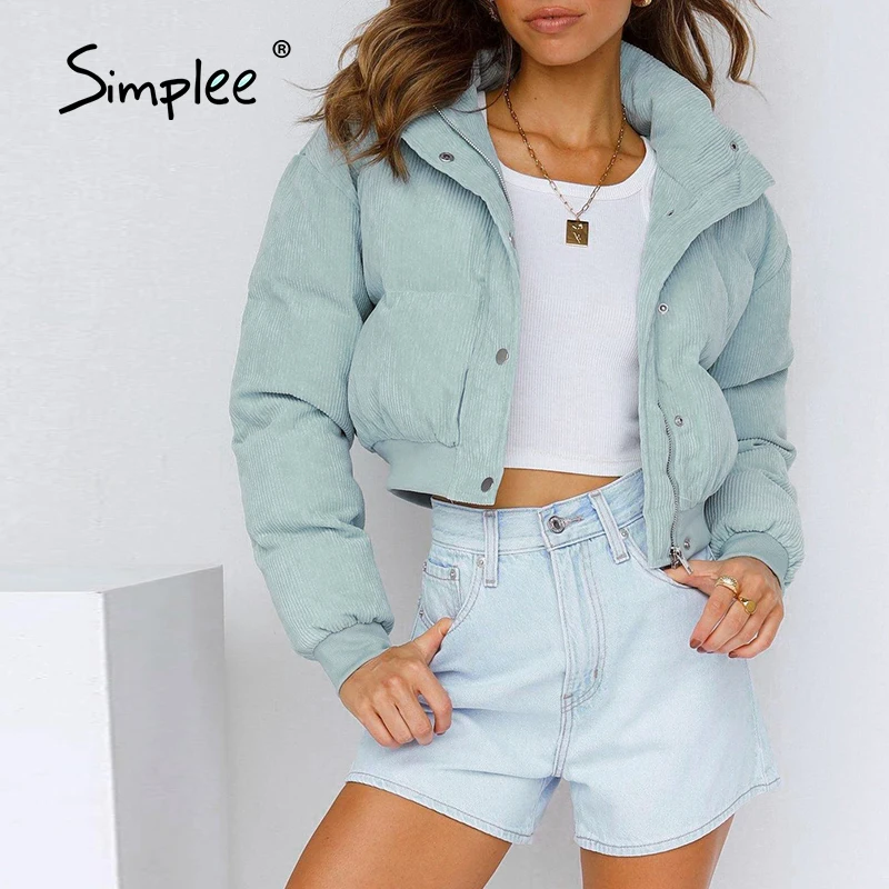 Короткая офисная куртка Simplee на молнии, однотонная, с длинным рукавом