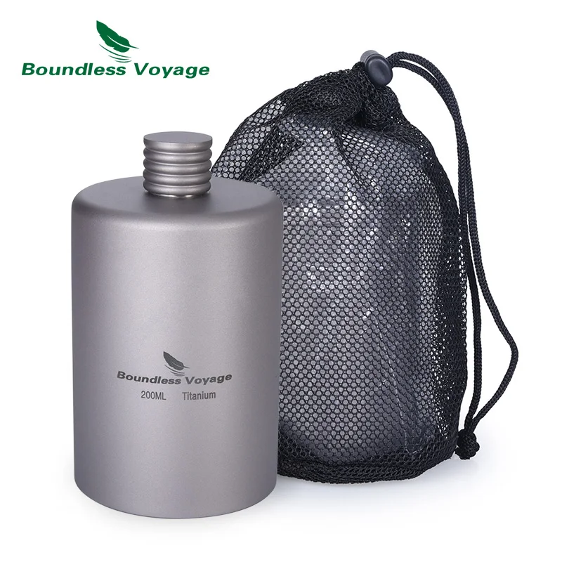 Карманная фляжка Boundless Voyage 200 мл с титановым карманом, портативная бутылка для спирта для кемпинга, Спортивная фляжка для напитков на открыт...