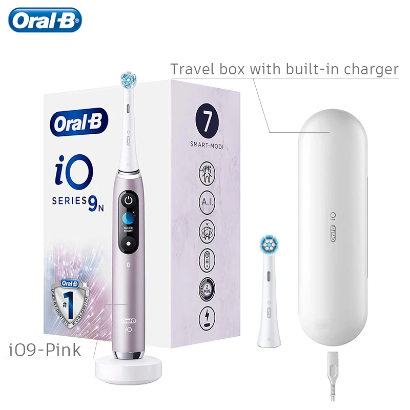 Улучшенная электрическая зубная щетка iO9 Oral B , 7 режимов , микро-Вибрирующая технология с датчиком давления, 3D Глубокая очистка для взрослых, ...