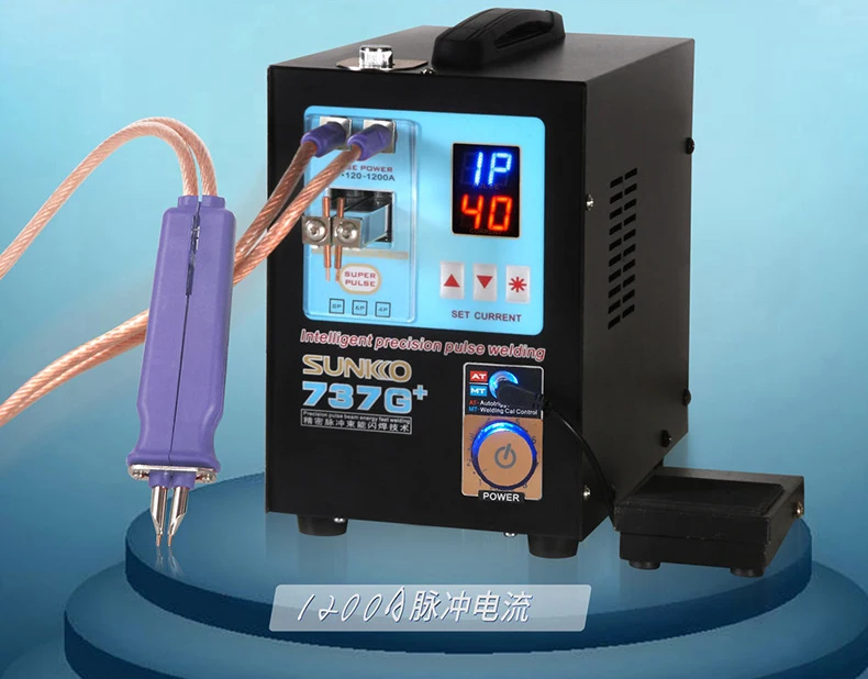 SUNKKO 737G + аппарат для точечной сварки, 4,3 кВт, мощный автоматический аппарат для точечной сварки для литиевых батарей 18650, импульсные точечные сварки