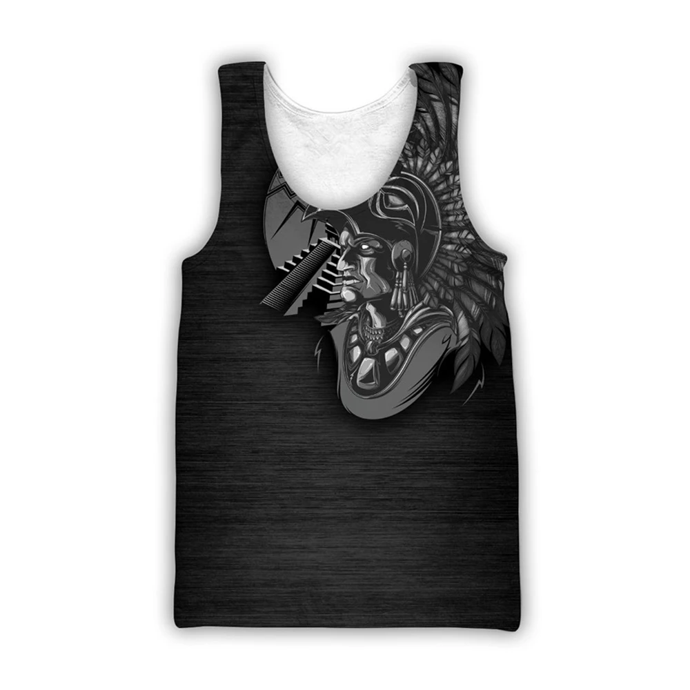 Фото HX Aztec Майки 3D All Over Aztec Warrior Мексиканская мужская одежда Жилеты унисекс Повседневная уличная одежда в стиле Харадзюку №3