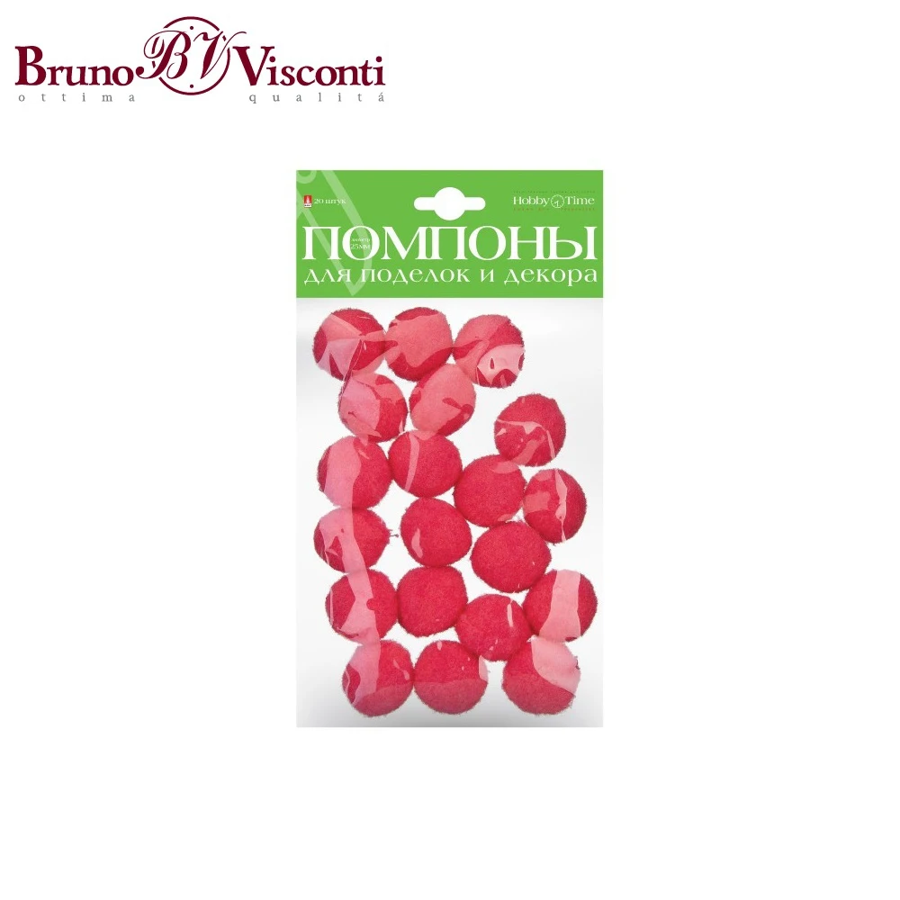 Помпоны пушистые, 25 ММ, 20 ШТ, РОЗОВЫЕ 2-216/09 BRUNO VISCONTI