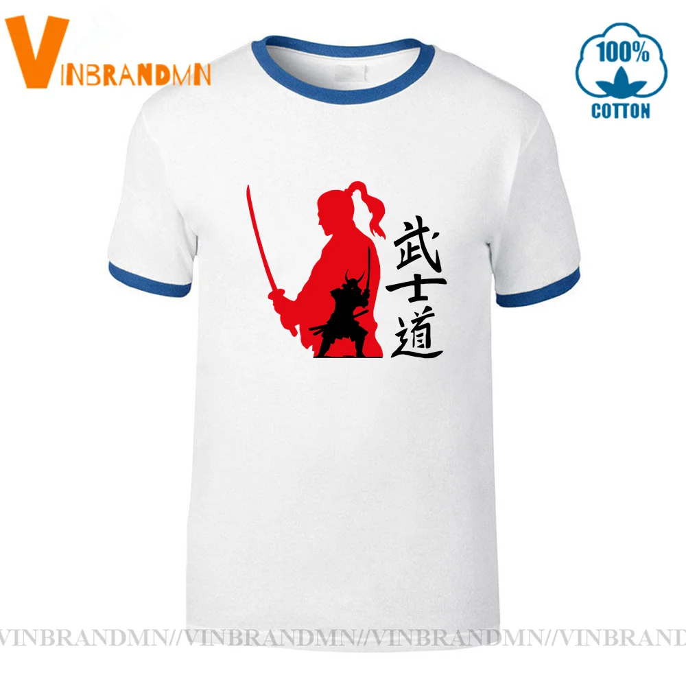 Фото Японские футболки Kanji Samurai Spirit Bushido для мужчин ниндзютсу карате путь воина футболка Самурай Worrior футболка №2