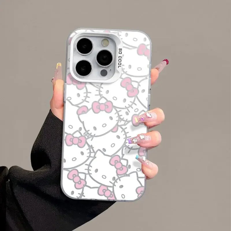 Чехол для телефона Hello Kitty Y2k с рисунком для iPhone 17 Air 16 15 12 Pro Max 16e 13 Mini 14 Plus, жесткий противоударный серебряный чехол для девочек (art.: 3920d068178c4) - 3920d068178c4
