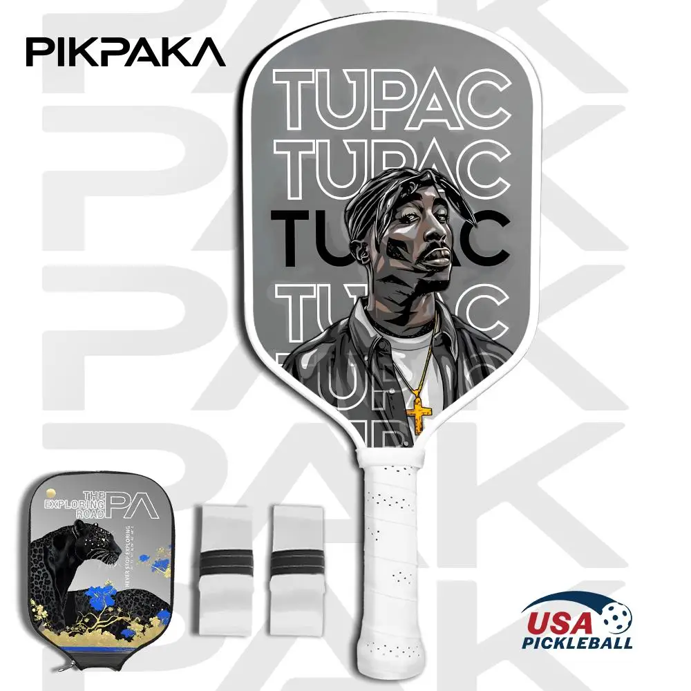 T_Tupac Pickleball Paddle Set Легкая ракетка из стекловолокна с сотовым сердечником диаметром 13 мм, одобренная USAPA для силы и вращения