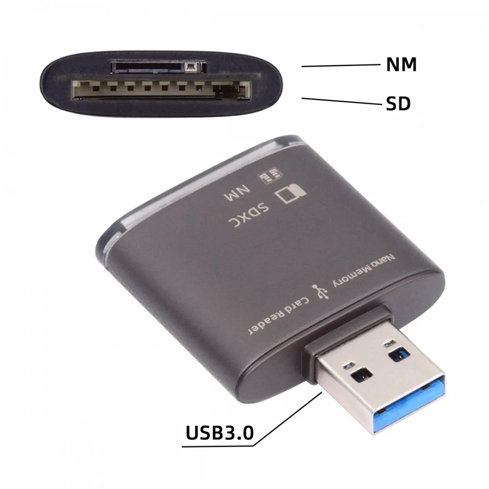 Фото Устройство чтения карт памяти 5 Гбит/с SDXC USB 3.0 для Huawei NM Nano Адаптер записи карт памяти для ноутбука Качественная память Удлините USB-конвертер №3
