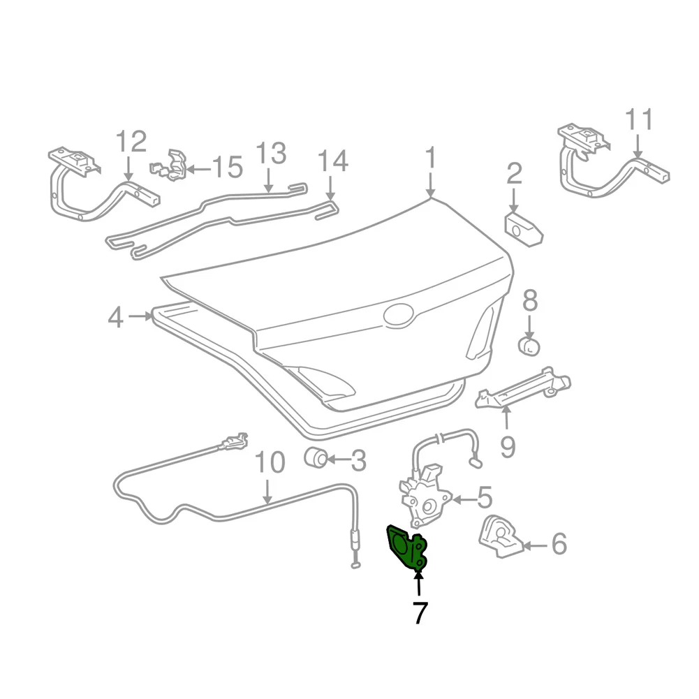 Задний багажный отсек для Toyota Corolla 2009-2013 64621-AC010 Описание: дверной замок для багажного отсека