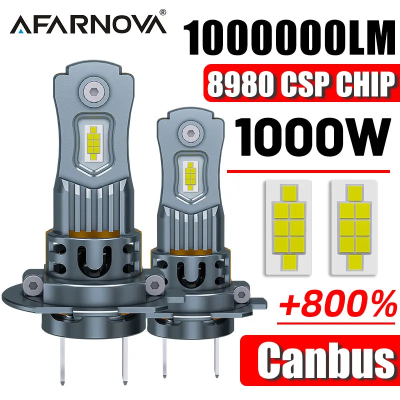 1000 Вт H7 H4 Светодиодная фара автомобиля Беспроводная 8980 CSP Чип STG Дальний ближний свет 6000K 1: 1 Мини-размер 12 В 24 В Турбо-лампа Plug&Play