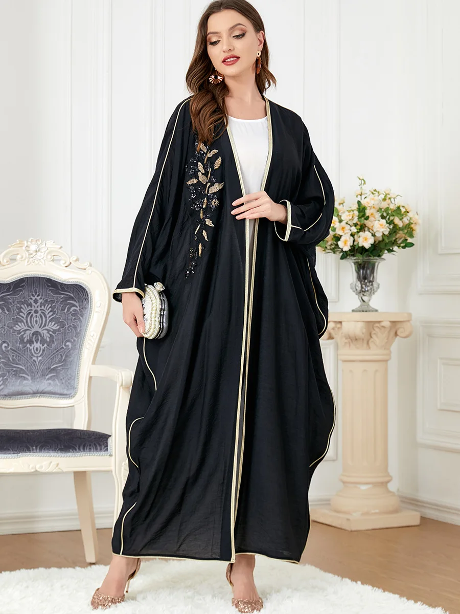 Фото Роскошное платье Abayas, мусульманское платье с рукавами «летучая мышь», джалабия, рамандайский ИД, длинное платье, кимоно, Юба, Тобе, мусульманская молитва №5
