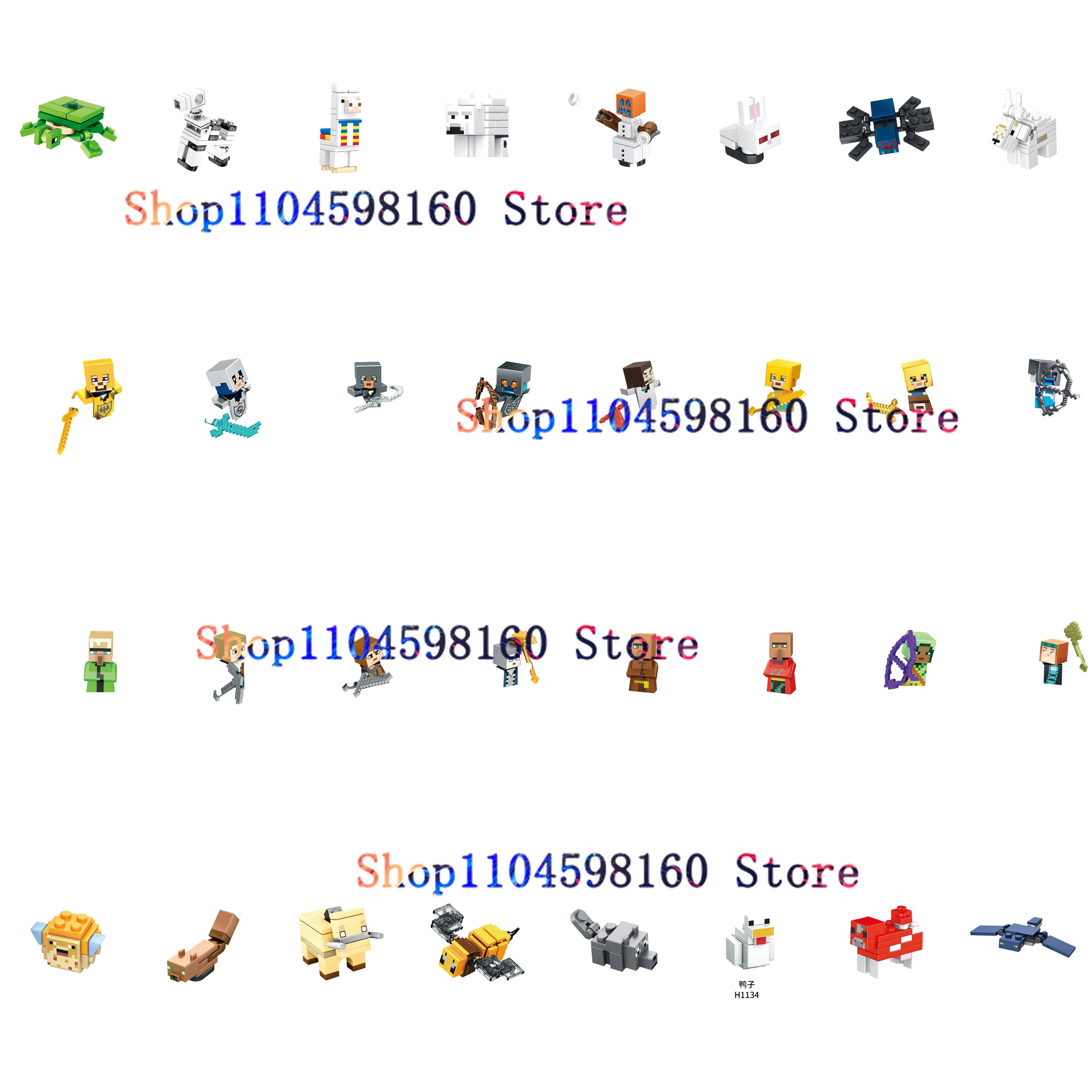 H1097 H1136 Аниме Мультяшные игры MC Steve Create My World Have Animals Villager Creeper Зомби Кирпичи Игрушки Строительные блоки Игрушки