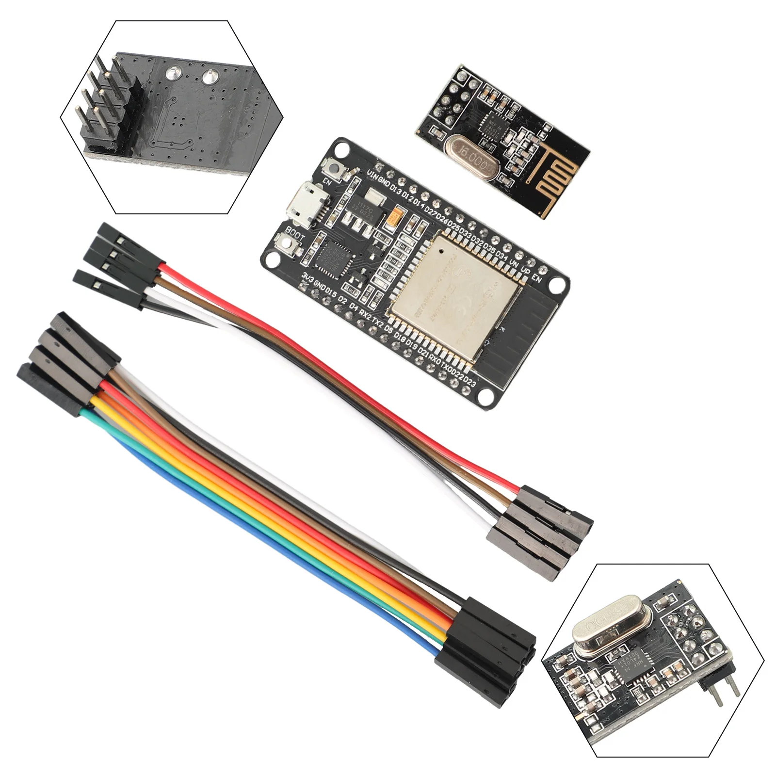 Комплект кабеля ESP32 + NRF24L01 Широкая совместимость Подключение HM300 HM350, высокопроизводительный модуль NRF24L01+, высокое качество (art.: 3920cacb93600) - 3920cacb93600