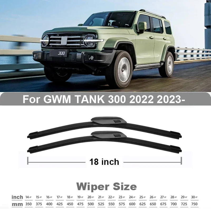 Фото Для GWM TANK 300 2022 2023, щетки стеклоочистителя 2,0 AT 4WD, автомобильные аксессуары, щетки стеклоочистителя переднего стекла, резак, товары №3