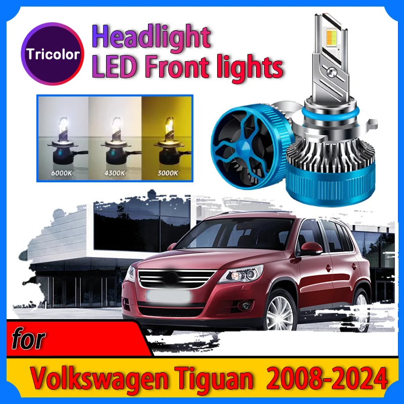 Для Volkswagen Tiguan 2008-2024 Plug and Play светодиодная фара модифицированная лампа сильный белый свет трехцветная регулировка автозапчасти