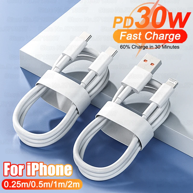 30 Вт PD USB Type C кабель для быстрого зарядного устройства для iPhone 15 14 13 12 11 Pro Max XS X XR 8 7 Plus зарядный кабель для Apple iPad линия передачи данных