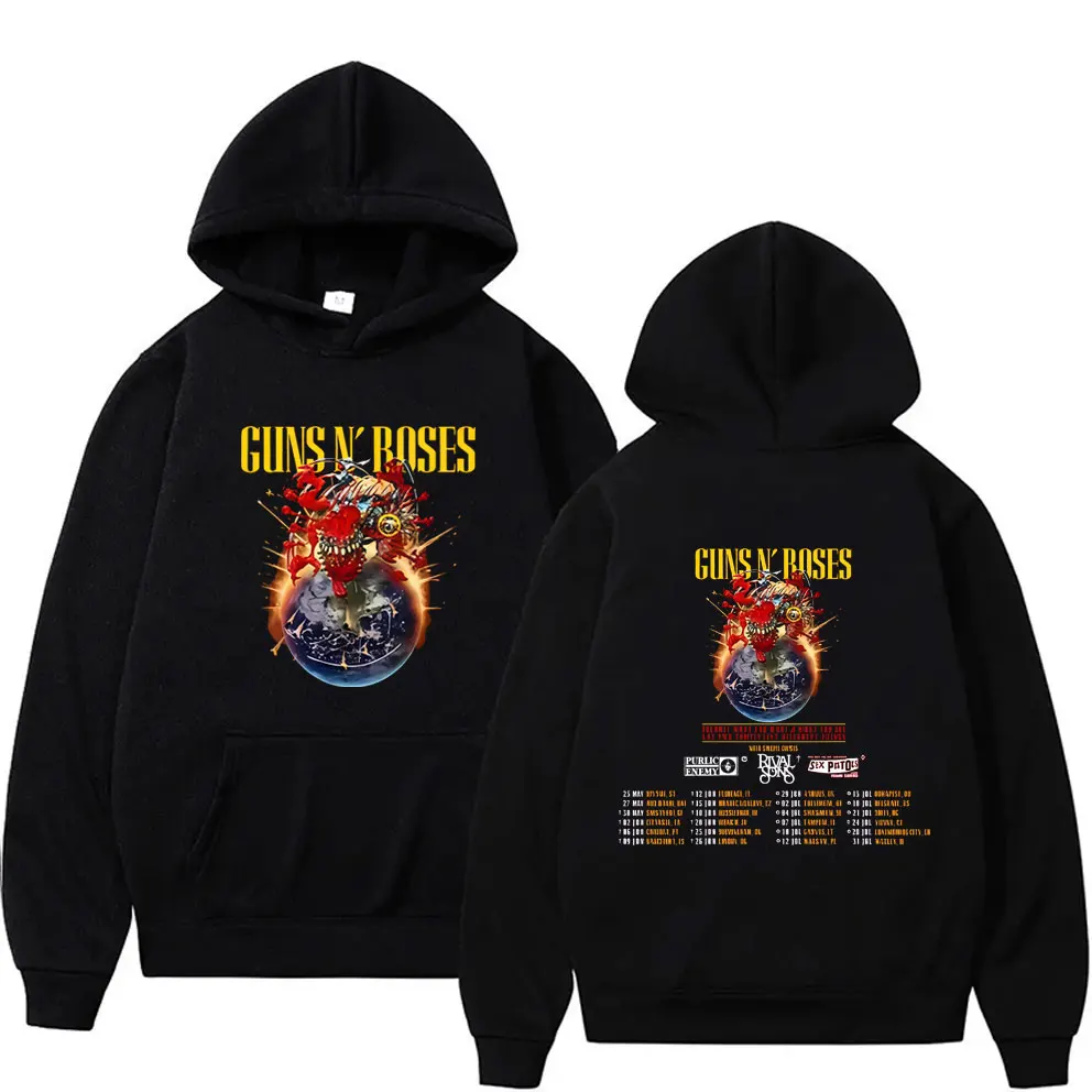 Guns N Roses Tour 2025 Толстовка Модная рок-группа Уличная одежда Мужчины Женщины Винтаж Повседневные толстовки Унисекс Высококачественный флисовый пуловер