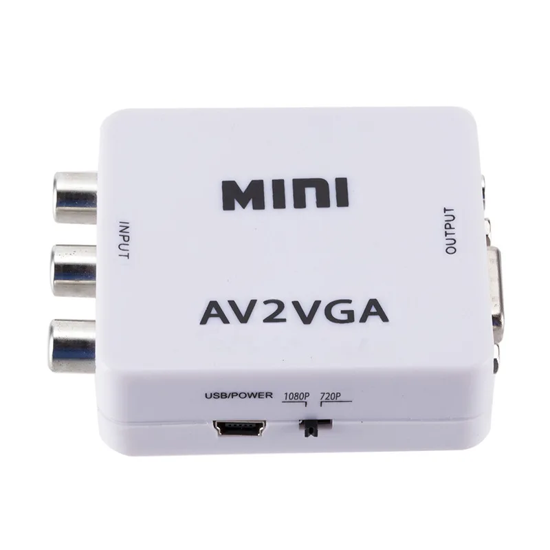 Фото Мини-видеоконвертер 1080P RCA AV в VGA, видеоконвертер с аудио 3,5 мм AV2VGA/CVBS + аудио в ПК HDTV №3