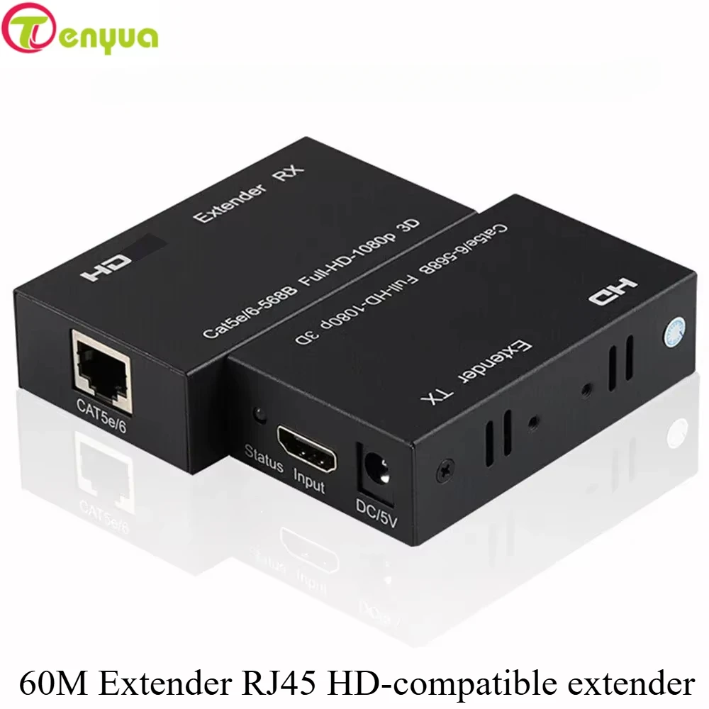 Удлинитель 60 м RJ45, HD-совместимый удлинитель, сетевой расширитель 1080P от CAT5e, расширитель локальной сети CAT6 для PS4, Apple TV, ПК, ноутбука
