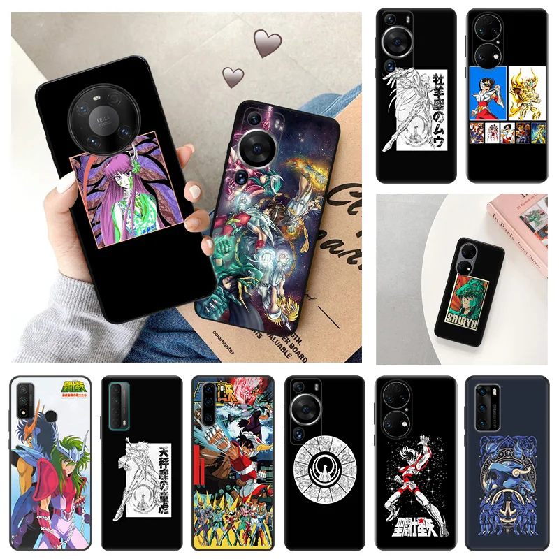 Силиконовые черные чехлы для телефонов Huawei P Smart Z P60 P30 P40 P50 Pro P20 Lite Pixel 7 6 5 4 7a 6a 5a Saint Seiya, мультяшный чехол