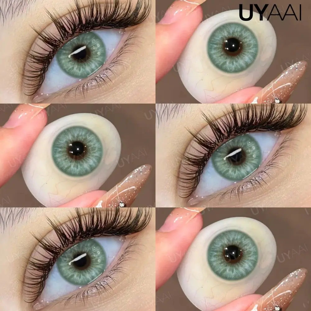 Фото UYAAI 2 шт. серые контактные линзы для красоты, моды, здоровья, мягкие натуральные контактные линзы, цвет глаз, макияж, ежегодный комфорт, бесплатный чехол №3