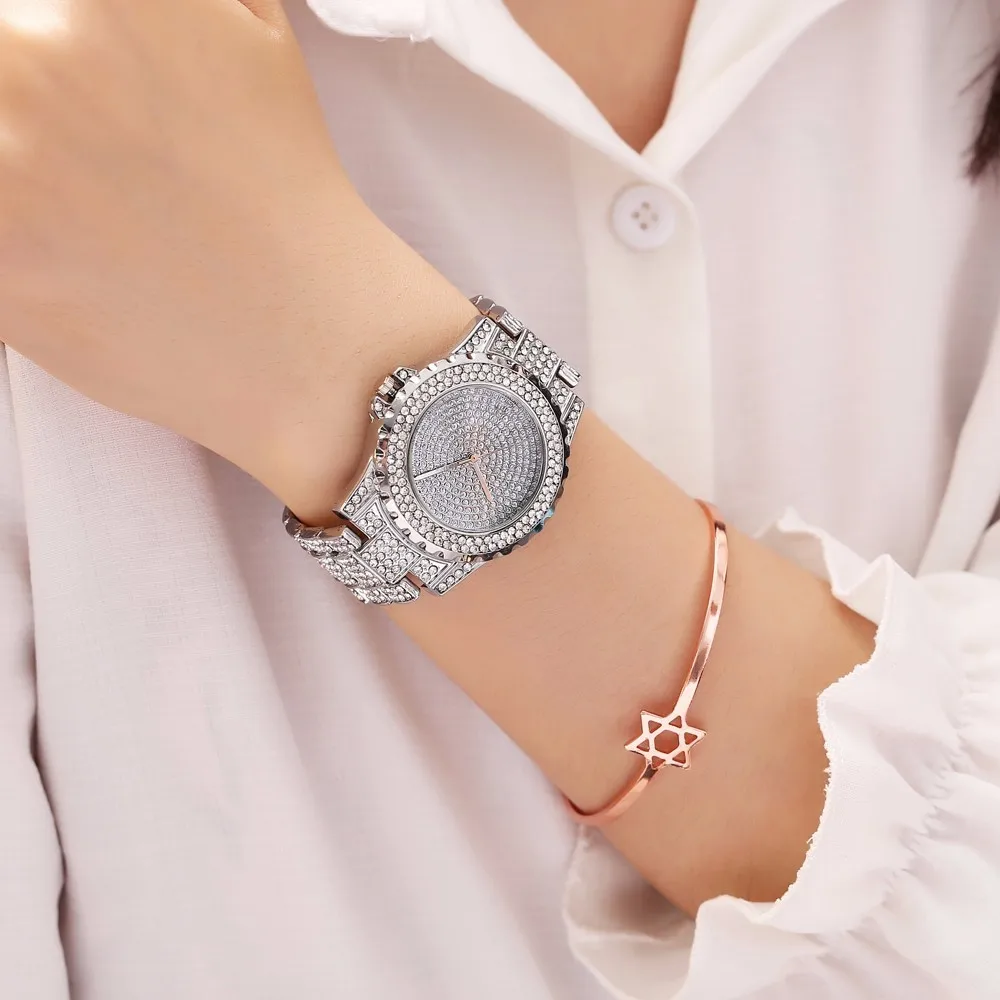 Фото Горячие Koop Vrouwen Volledige Staal Diamond Horloges Casual Luxe Dames Quartz Horloge K №5