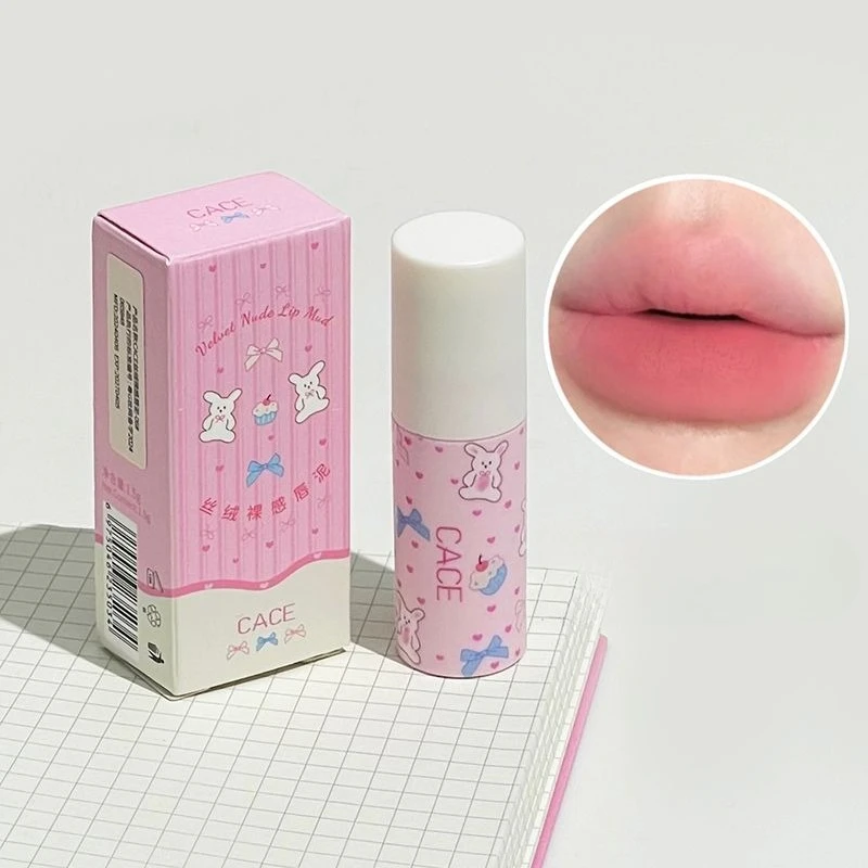MINISO KUROMI, новый высокий внешний вид, милая корейская глина для губ для девочек, матовая бархатная помада без цвета, выцветающая без чашки, студенческая помада