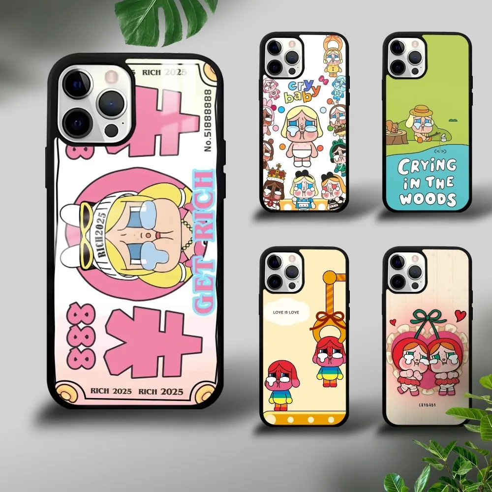 Милый чехол для телефона с куклой C-Crybaby для iPhone 16, 15, 14, 13, 12, 11 Pro Xs Max Mini Plus Celulares Hard Funda