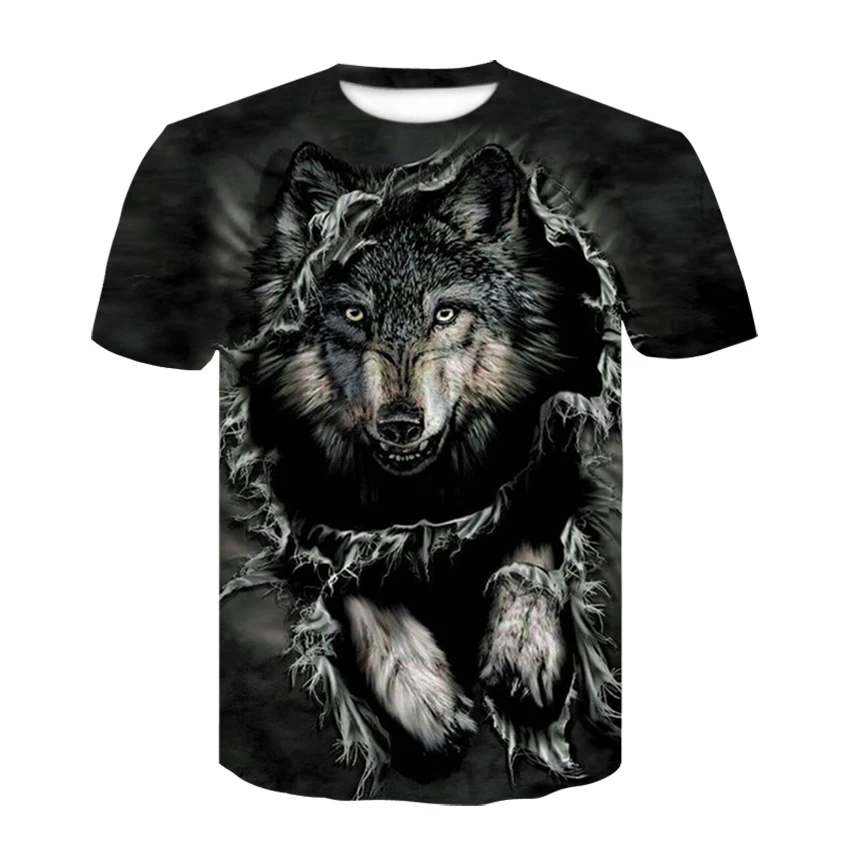 Kaus Hitam Kasual PriaWanita Kaus Gambar Cetak 3D Serigala Keren Kaus Harajuku Kaus Punk Pakaian Jalanan Hip Hop (art.: 3920c1159370e) - 3920c1159370e