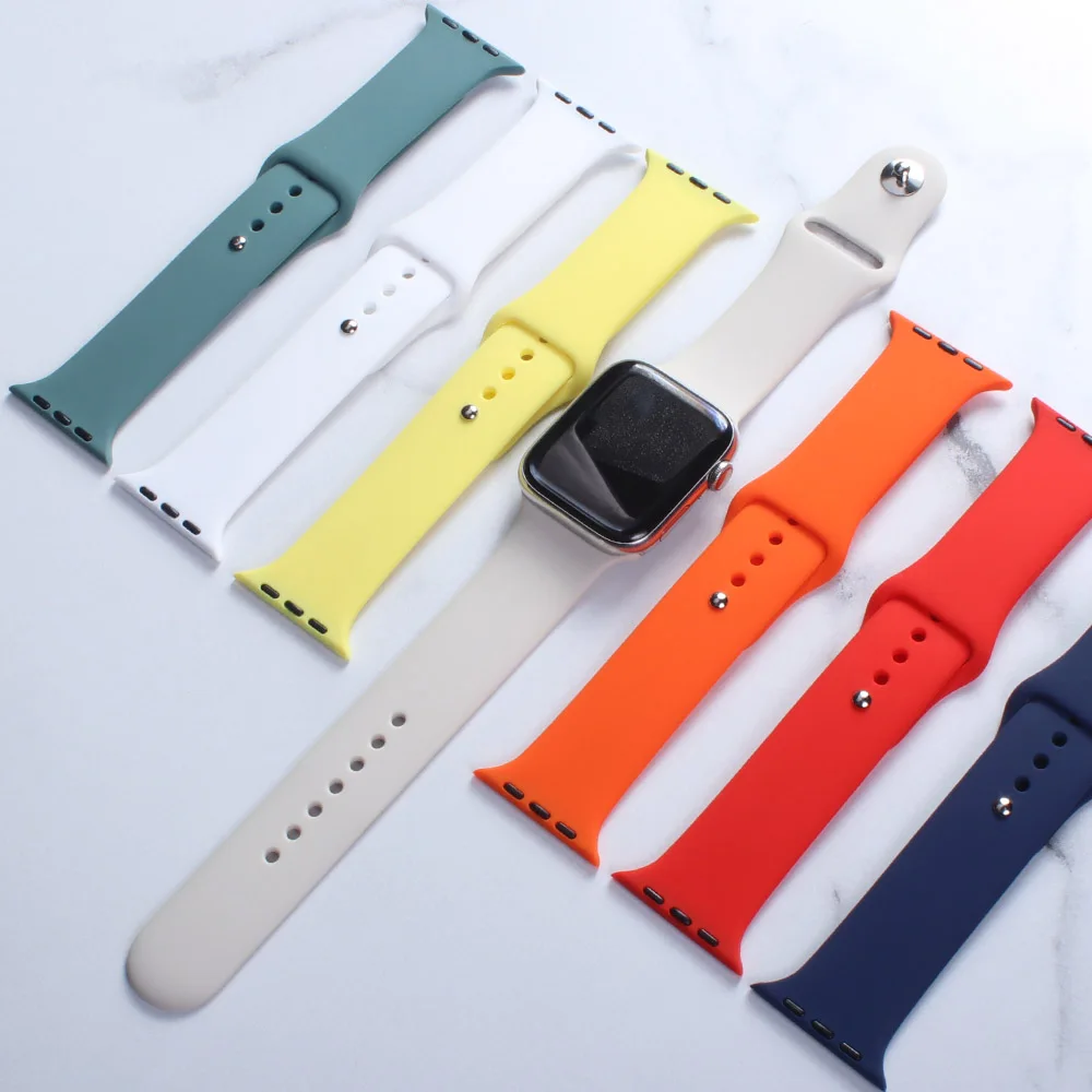 Ремешок спортивный для Apple Watch 49 мм 45 мм 41 мм 44 мм 40 мм 42 мм 38 мм, силиконовый браслет для iWatch Series 8 7 SE 3 4 5 6 Ultra 49