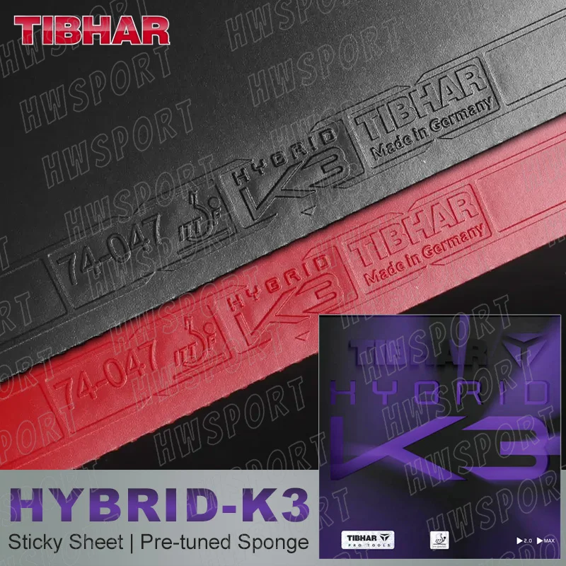 TIBHAR гибридная K3 резиновая оригинальная клейкая резиновая простыня для пинг-понга с предварительно настроенной губкой для торта, сделанная в Германии